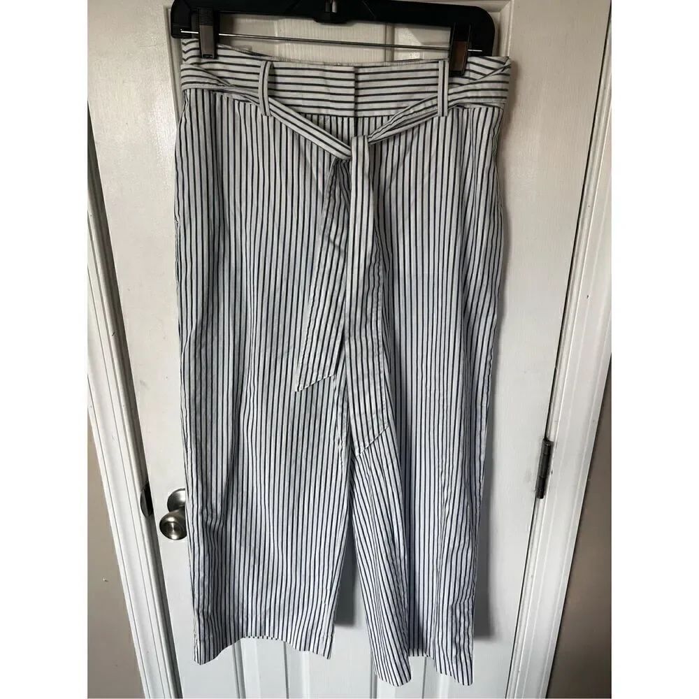 Stripped ankle pants size 2 wide leg high rise cotton blend